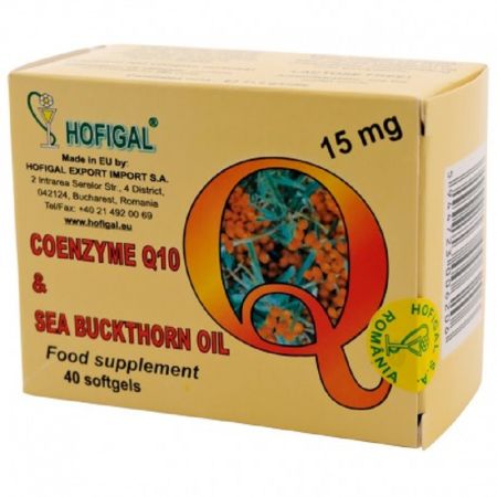 Coenzima Q10 15mg in ulei de catina, 40 capsule, Hofigal