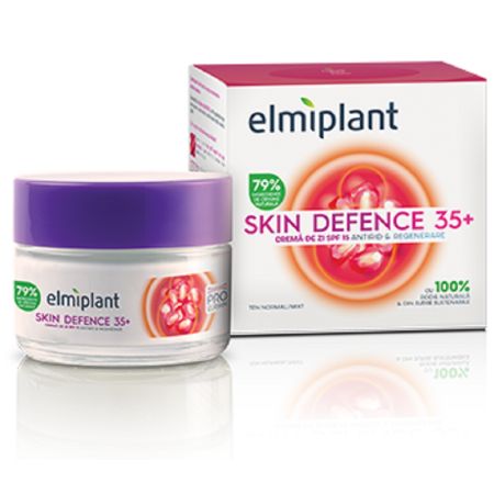 Crema antirid de zi ten normal SPF15 Skin Defence, 50 ml, Elmiplant