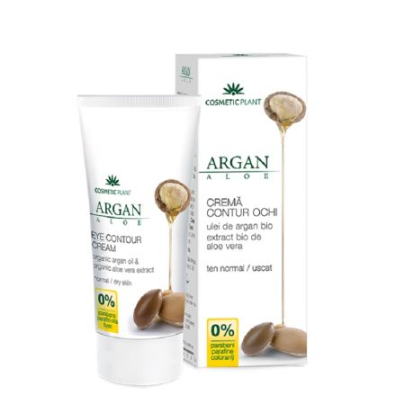 Crema pentru conturul ochilor cu ulei de Argan bio si extract bio de Aloe Vera, 30 ml, Cosmetic Plant