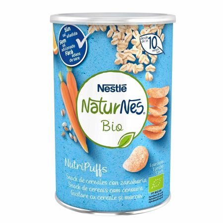 Gustare din cereale si morcovi NaturNes Bio, +10luni, 35 g, Nestle