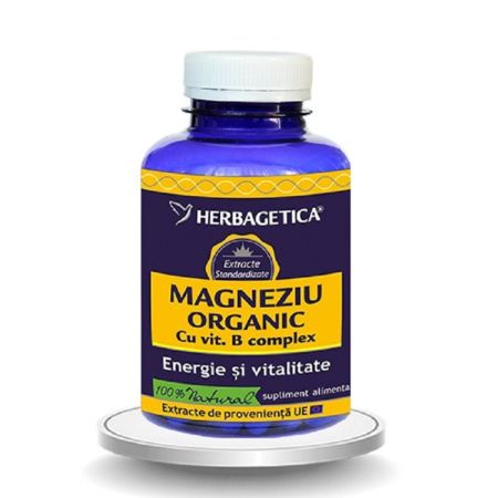 Magneziu Organic cu Vitamina B Complex, 120 capsule, Herbagetica