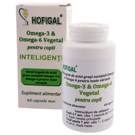 Omega 3-6 vegetal copii inteligenti, 60 capsule, Hofigal