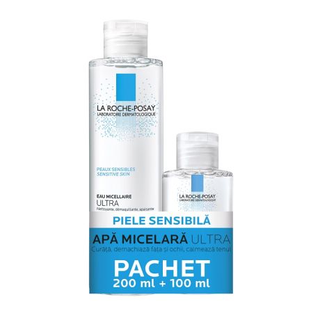Oferta Pachet, Apa Micelara Ultra, Sensitive, pentru piele sensibila, 200ml plus 100ml, La Roche Posay