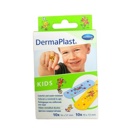 Plasturi Kids colorati, 16x57mm/19x72mm, 10 buc, Dermaplast