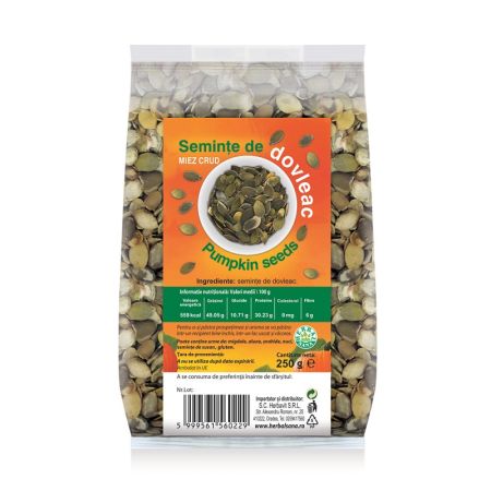 Seminte de dovleac Miez Crud, 250 g, Herbal Sana