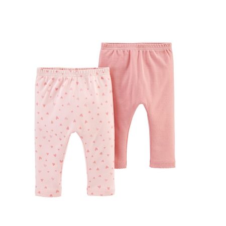 Set 2 piese pantaloni roz, 100% bumbac organic, 0 luni, 1H387410, Carter's