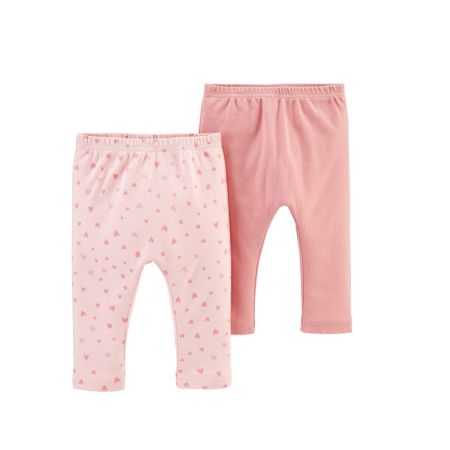 Set 2 piese pantaloni roz, 100% bumbac organic, 12 luni, 1H387410, Carter's 