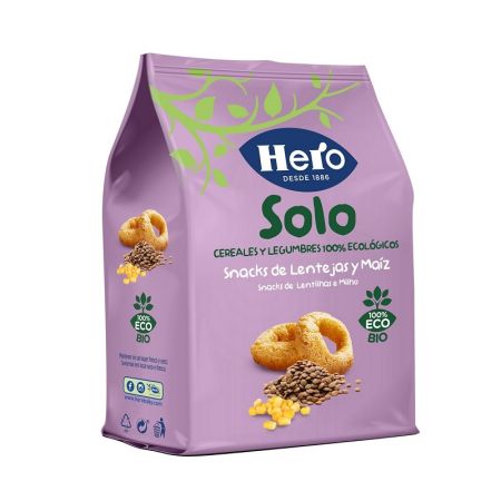 Snack Bio cu linte si porumb Solo, 50 gr, Hero Baby