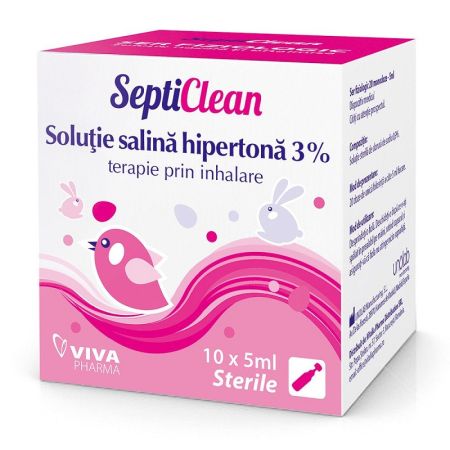Solutie salina hipertona 3%, 10 bucati x 5 ml., Septiclean