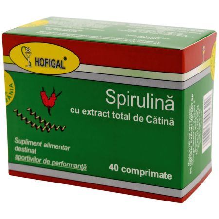 Spirulina 500mg cu extract total de catina, 40 comprimate, Hofigal