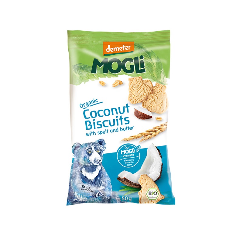 Mini biscuiti cu cocos bio, 50 g, Ursuleti, Mogli