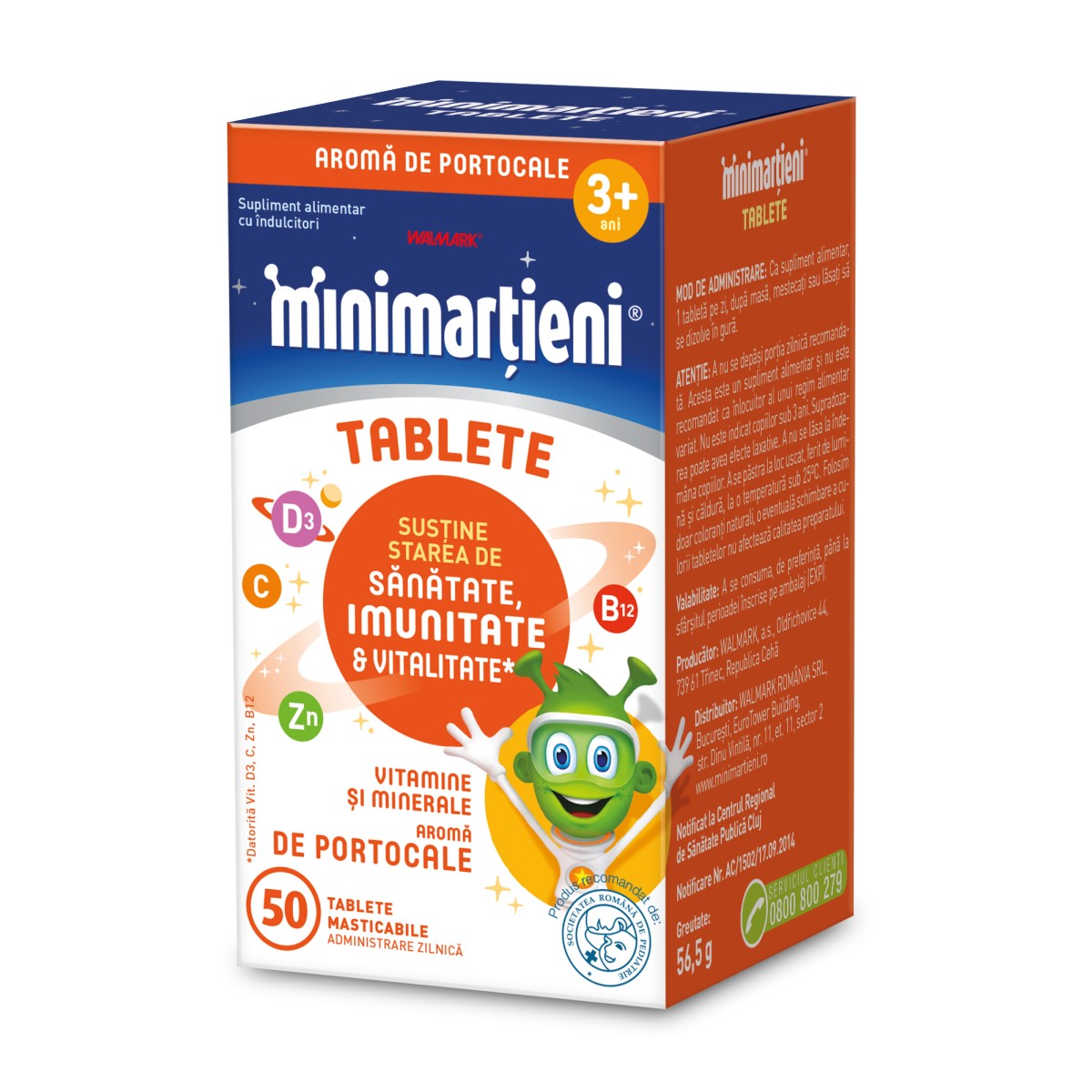 Minimartieni Imunactiv cu aroma de portocale, 50 tablete, Walmark