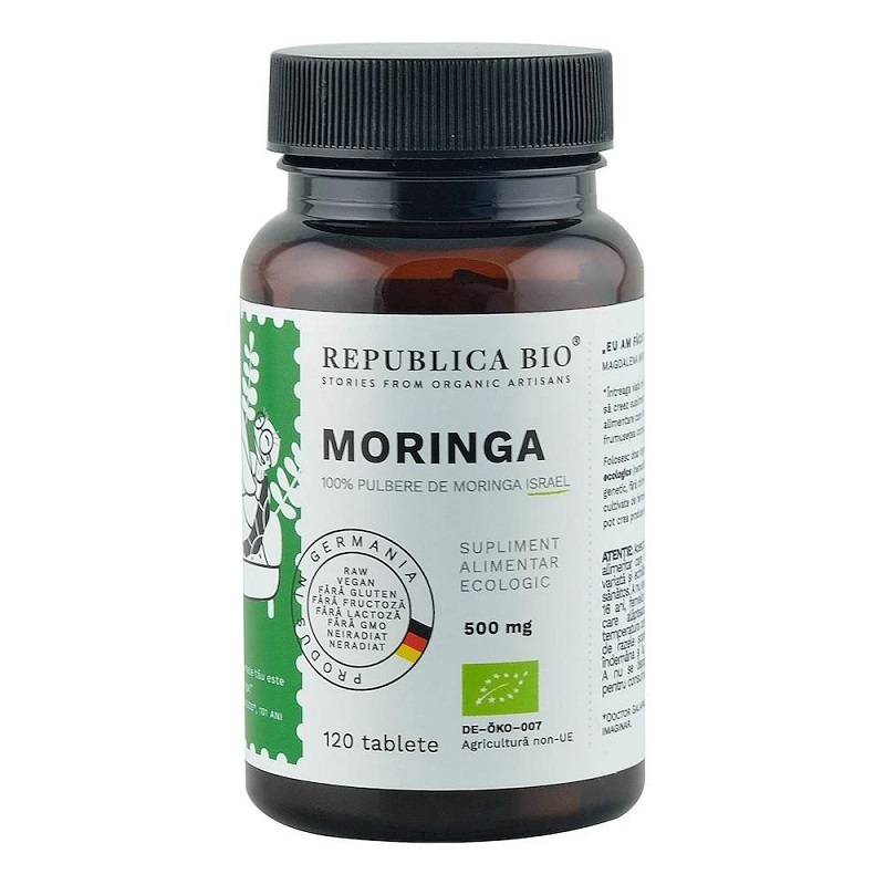 Moringa Eco, 500 mg, 120 tablete, Republica Bio