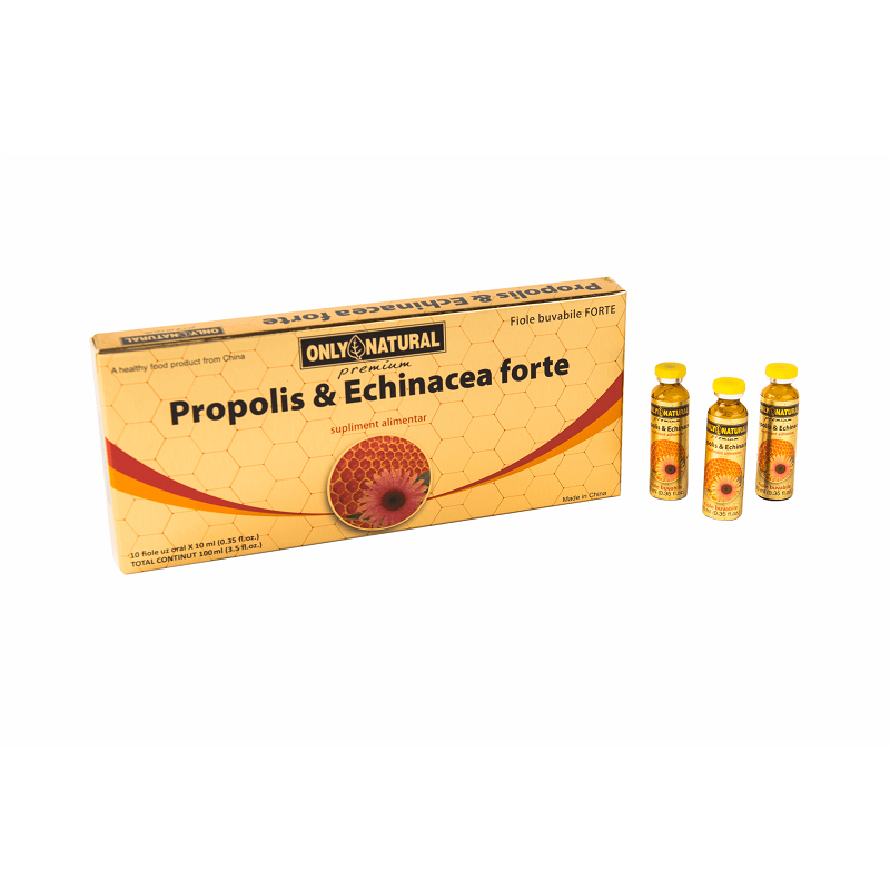 Propolis si Echinacea Forte, 10 fiole x 10 ml, Only Natural