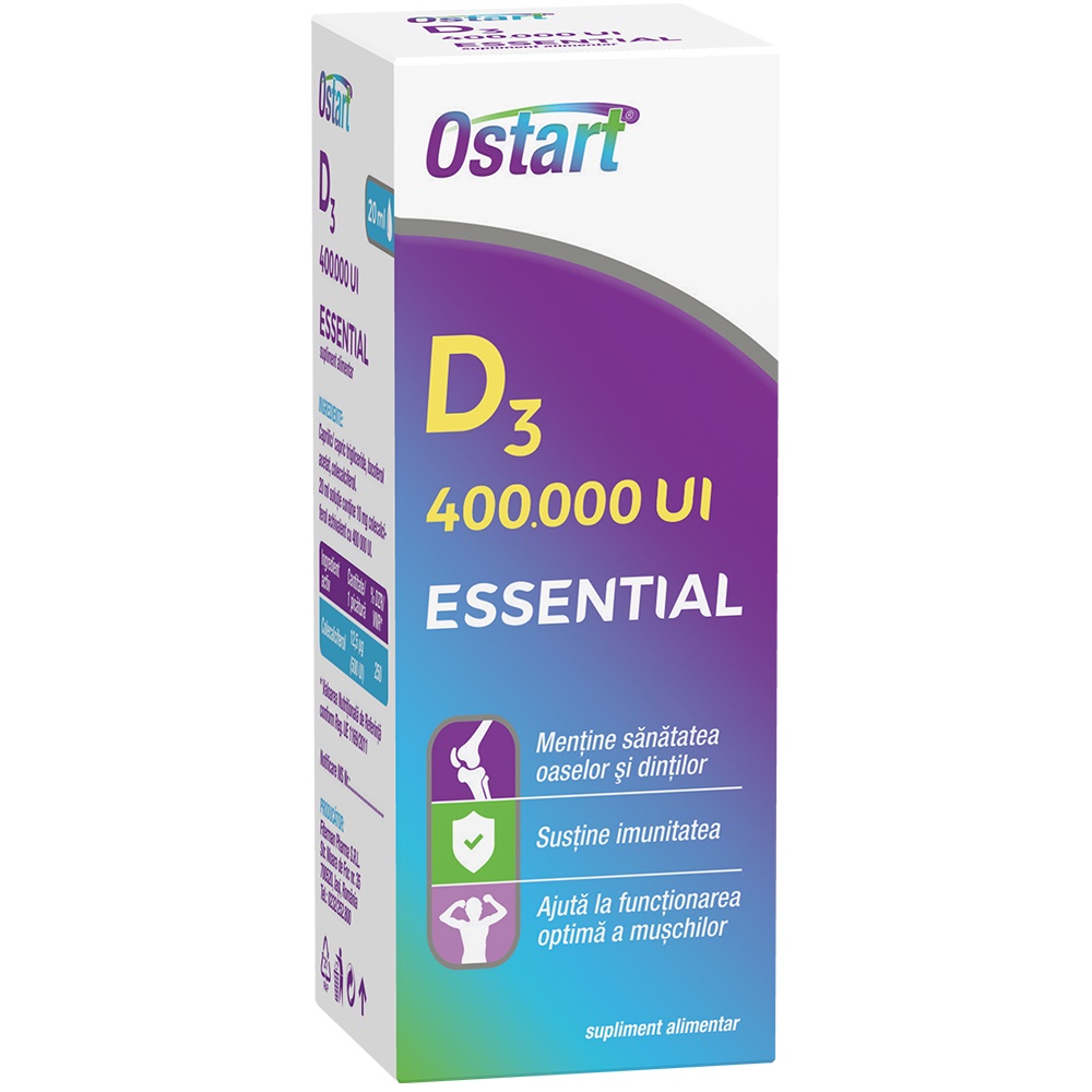 Ostart Essential D3 picaturi, 400 000 UI, 20 ml, Fiterman Pharma
