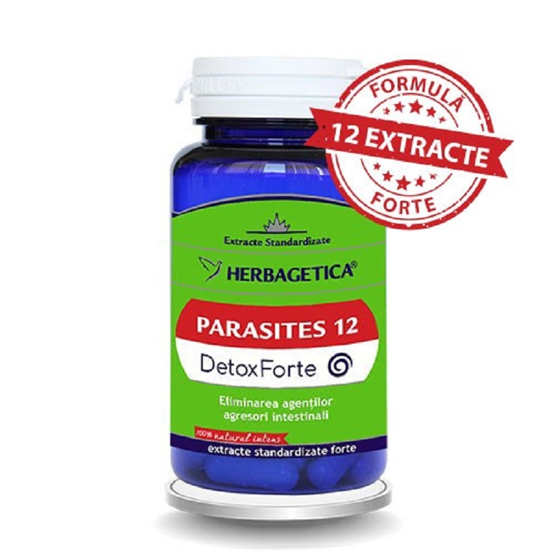 Parasites 12 Detox Forte, 60 capsule, Herbagetica : Farmacia Tei, Cât costă o pastilă parazitară