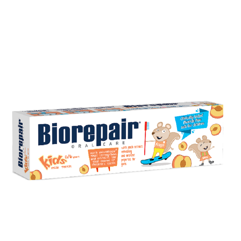 Pasta de dinti cu extract de piersica Biorepair Kids, 0-6 ani, 50 ml, Biorepair