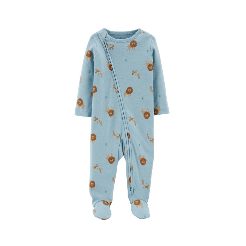 carve Premier morale Pijama cu fermoar reversibil 100% Bumbac Organic, Leu, 9 lu : Bebe Tei