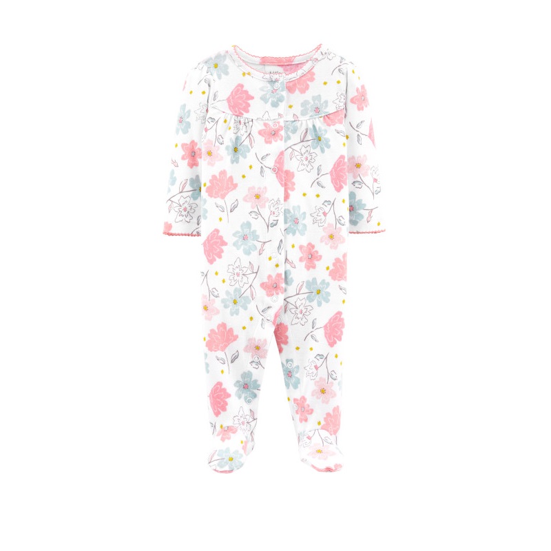 Pijama Flori 100% bumbac organic, 3 luni, 1H386710, Carter's 