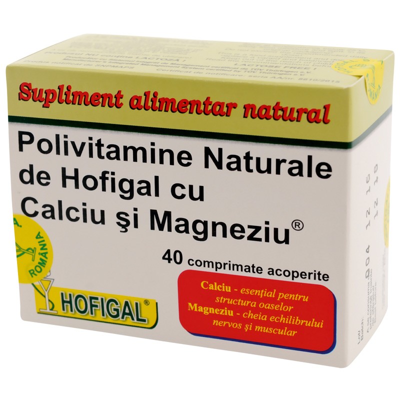 Polivitamine cu calciu si magneziu, 40 comprimate, Hofigal