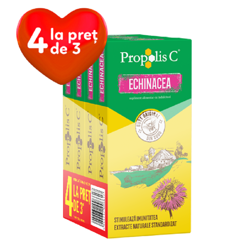 Oferta Pachet Propolis C Echinacea, 30 capsule, 4 la pret de 3, Fiterman Pharma