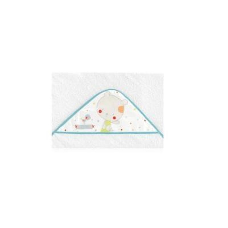 Prosop de baie cu gluga, 100x100 cm, Love Alb/Turquoise, 00721817, Petite Star
