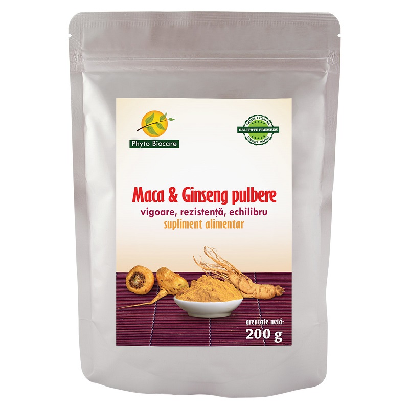 Pulbere de Maca si Ginseng, 200 gr, Phyto Biocare