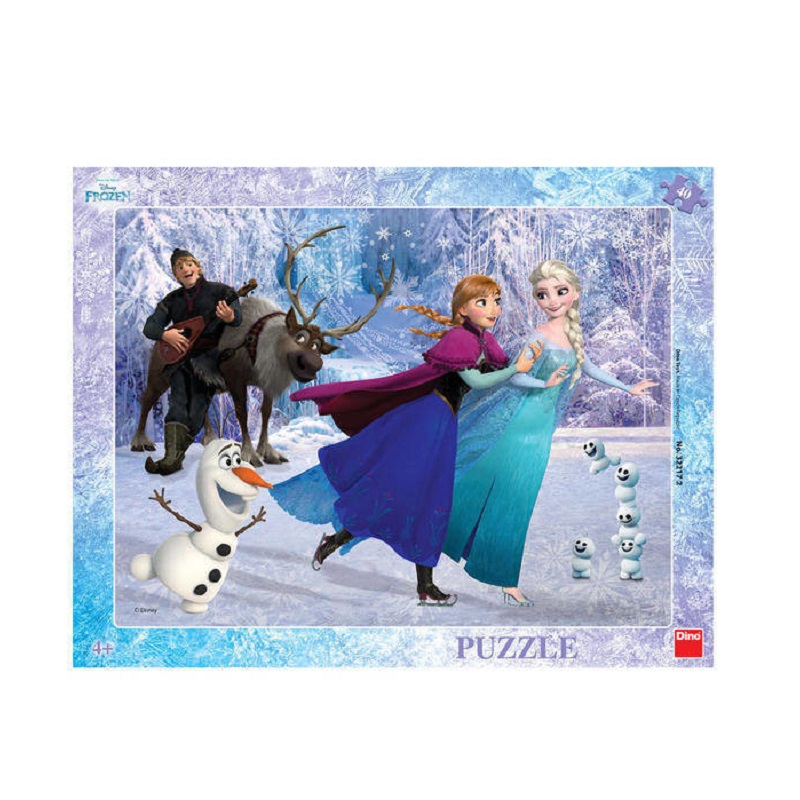 Puzzle cu rama Anna si Elsa la patinoar, 40 piese, 322172, Dino Toys