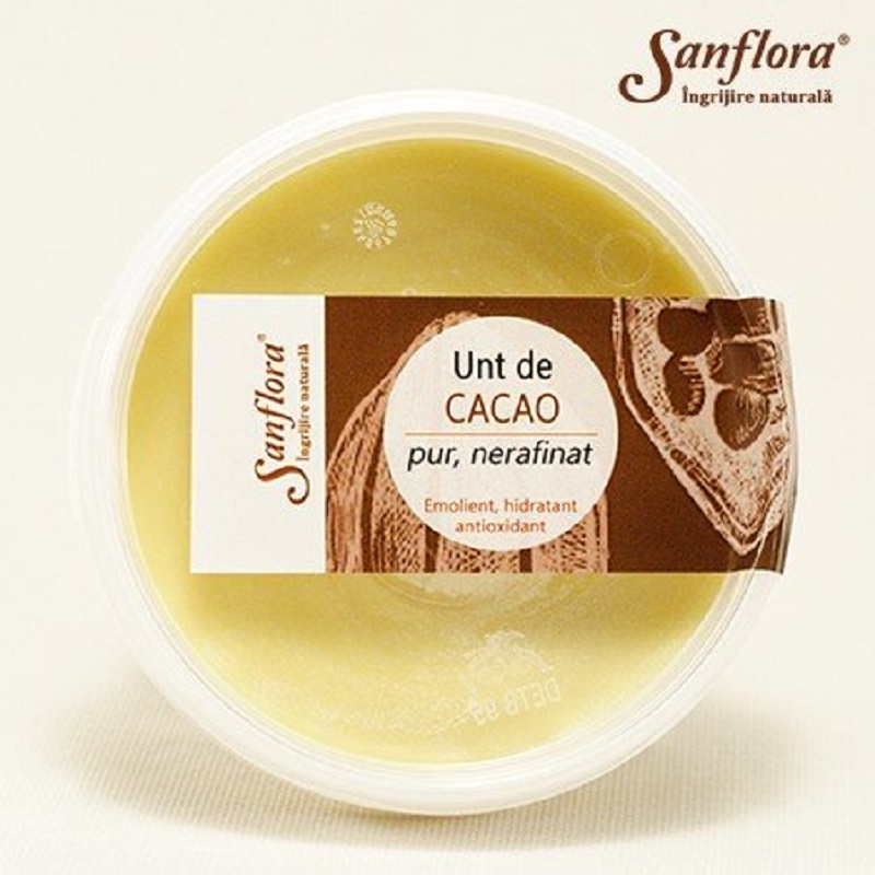 Unt de cacao pur nerafinat, 125 g, Sanflora