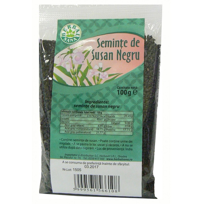 Seminte de susan Negru, 100 gr, Herbal Sana