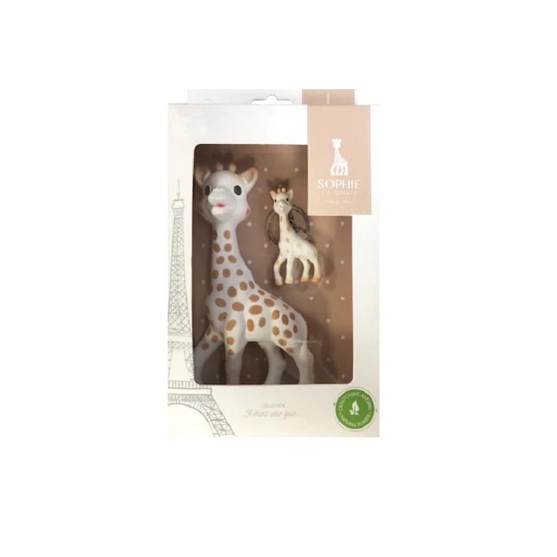 Set aniversar Girafa Sophie in cutie cu breloc, Vulli
