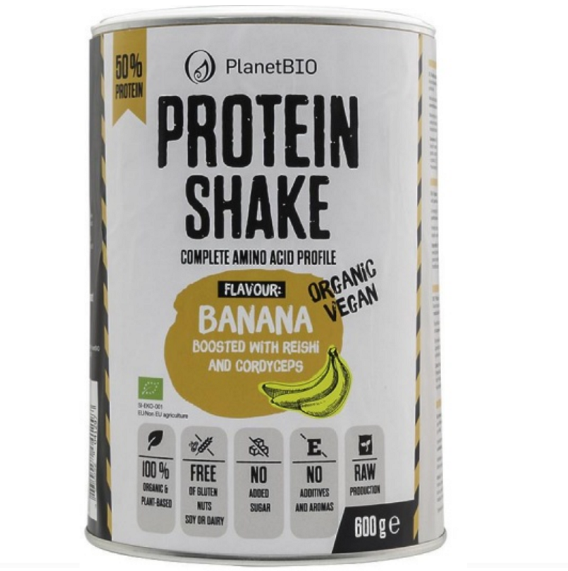 Shake Proteic Ecologic Vegan 52% cu banane, 600g, Planet Bio