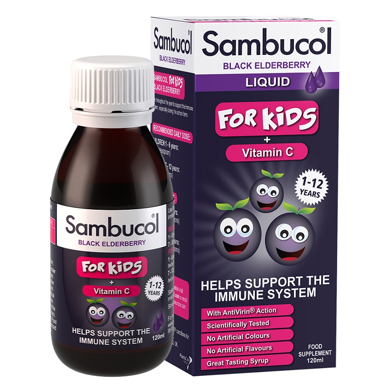 Sirop concentrat din soc negru cu vitamina C pentru copii, , 120 ml, Sambucol