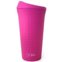 Cana multifunctionala din silicon cu capac GoSili, Hot Pink, 473 ml, Silikids