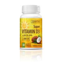 Super vitamina D3 2000 UI, cu ulei de cocos, 30 capsule, Zenyth