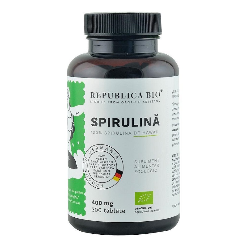 Spirulina 400 mg, 300 tablete, Republica Bio