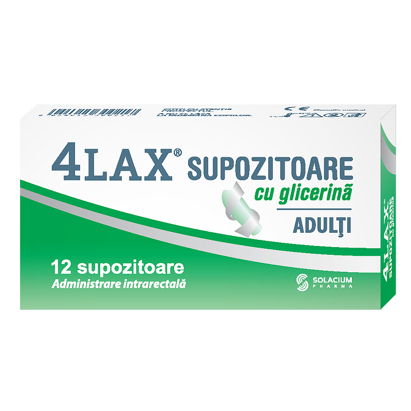 Supozitoare cu glicerina pentru adulti, 4Lax, 12 bucati, Solacium Pharma