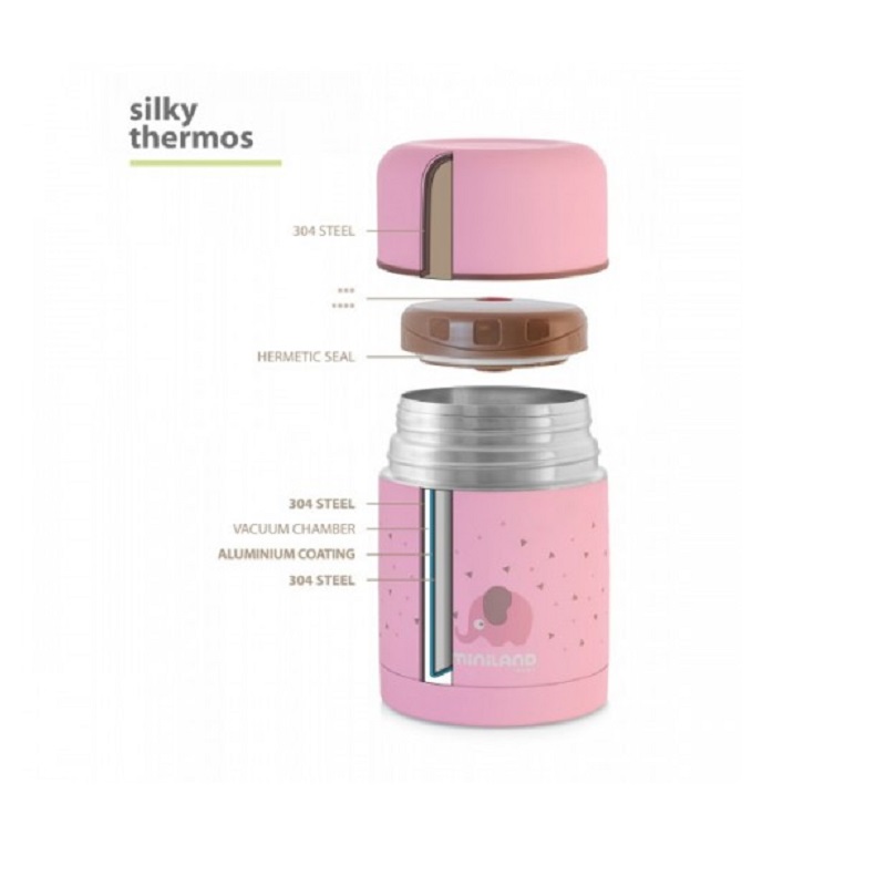 Termos pentru mancare solida Silky Pink, 600 ml, Miniland