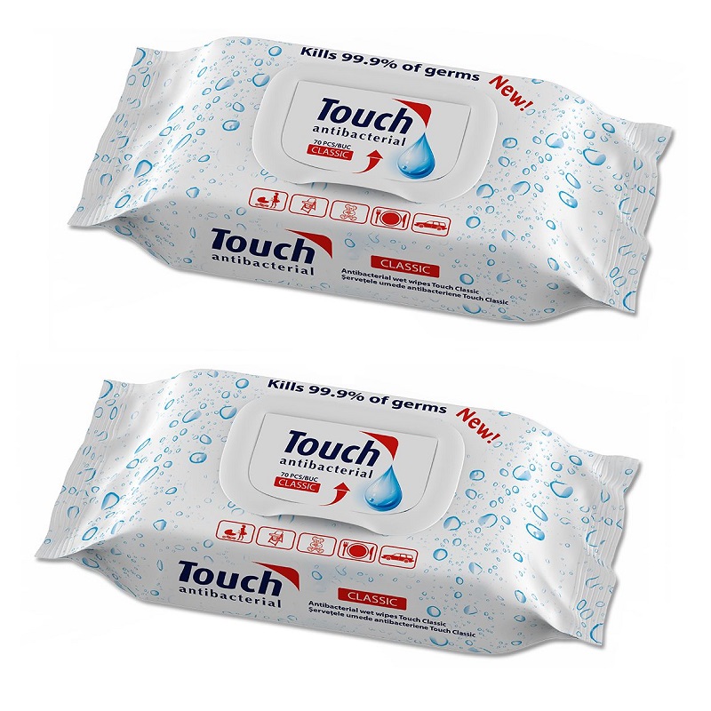 Servetele Antibacteriene classic, 70 buc, 1+1, Touch