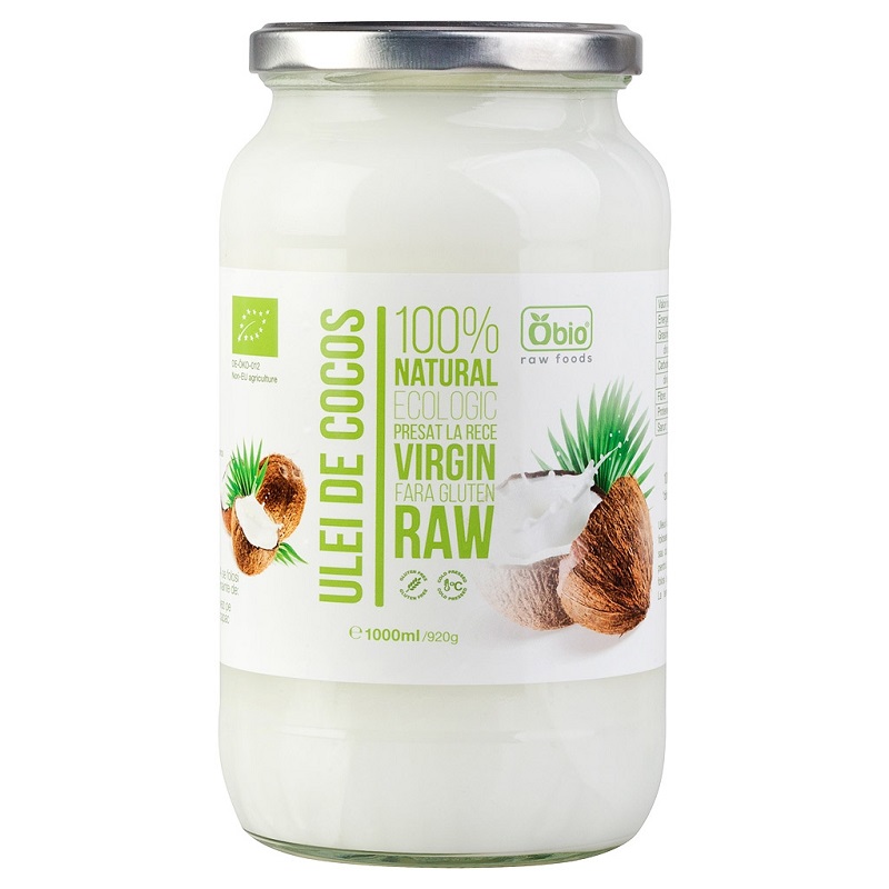 Ulei de cocos virgin Bio & Raw, 1000 ml, Obio