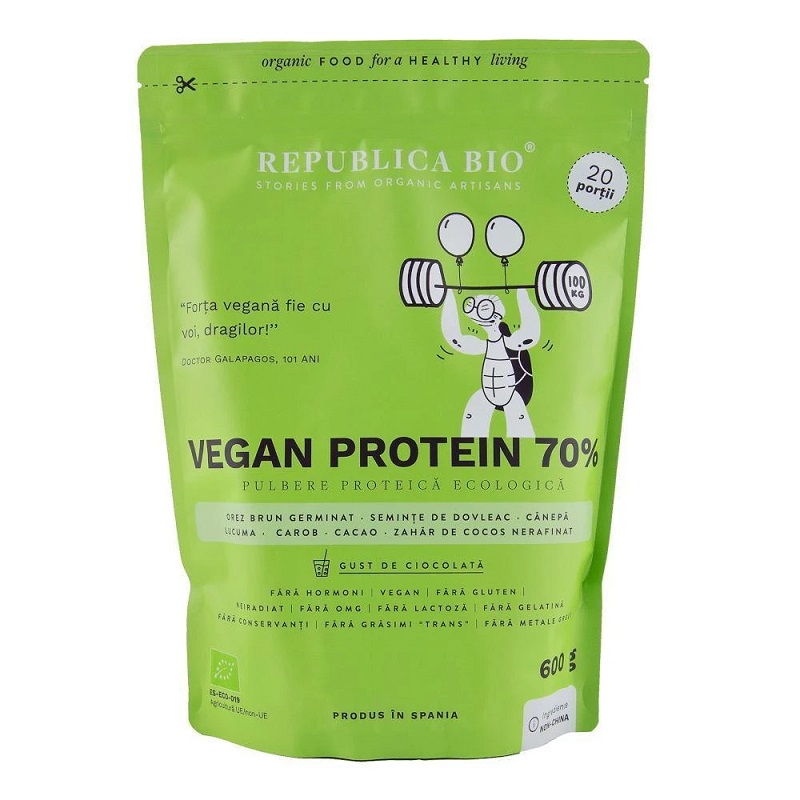Vegan protein 70%, pulbere eco, 600 gr, Republica Eco