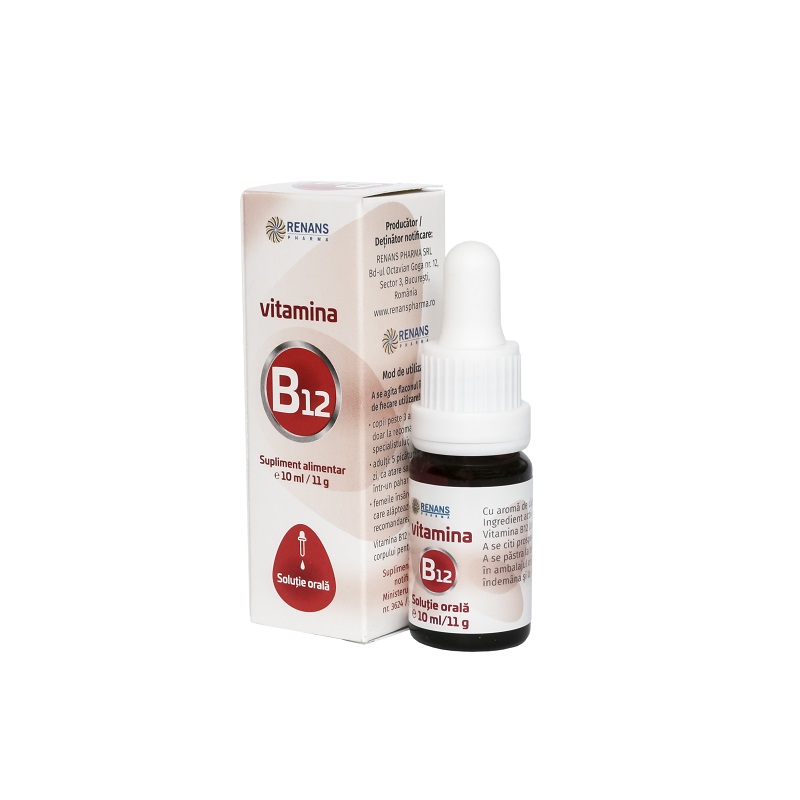Vitamina B12 solutie orala, 1000CG/ml, 10 ml, Renans
