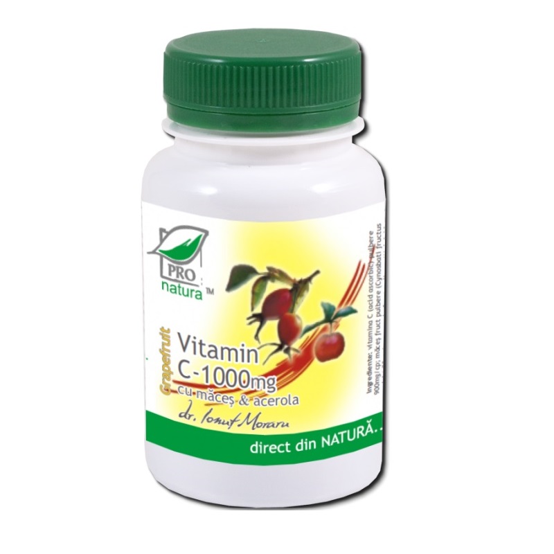 Vitamina C cu grapefruit, macese si acerola, 1000mg, 100 comprimate, Pro Natura