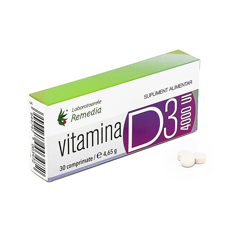 Vitamina D3 4000UI, 30 comprimate, Remedia