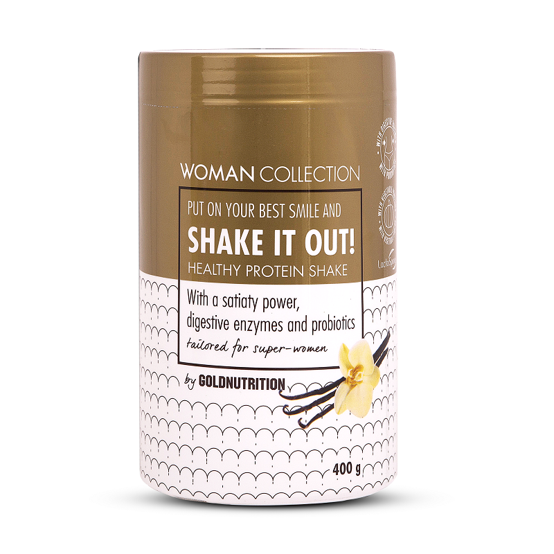 Pudra Proteica, Shake it Out, cu aroma de vanilie, 400 g, Gold Nutrition